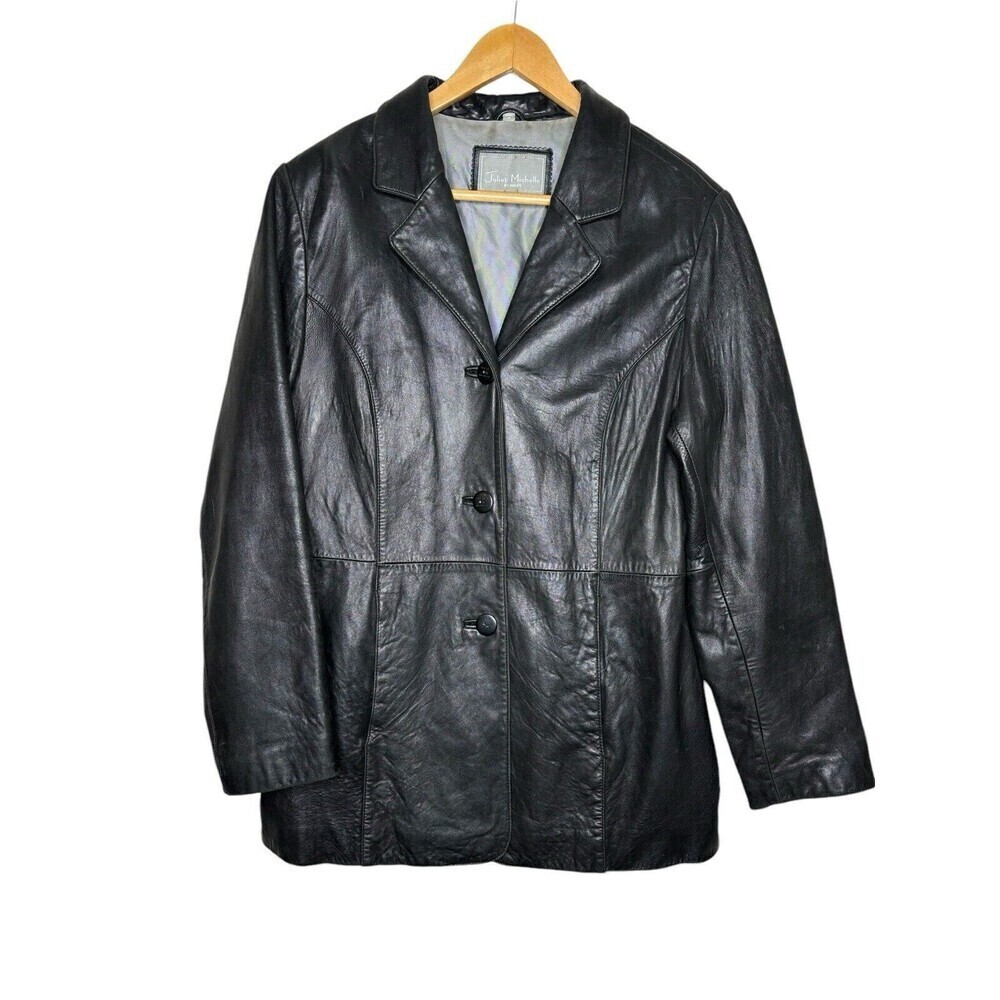 Vtg Juliet Michelle By Adler Womens Black Lamb Skin Leather Jacket 90's Sz L